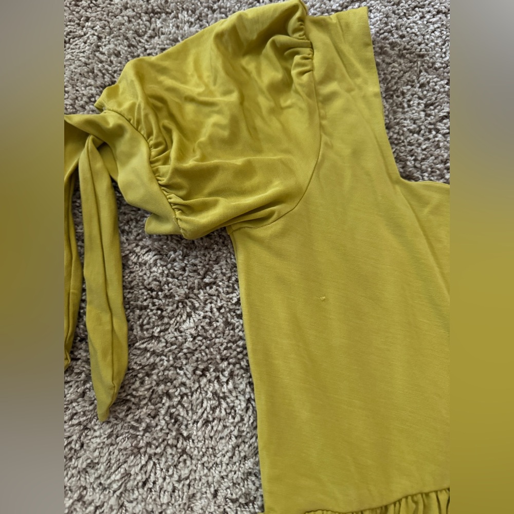 🦋 Purusha People Marguerite Daisy Dress 🌼 Medium Yellow Full Length Tie Sleeves - Picture 12 of 12